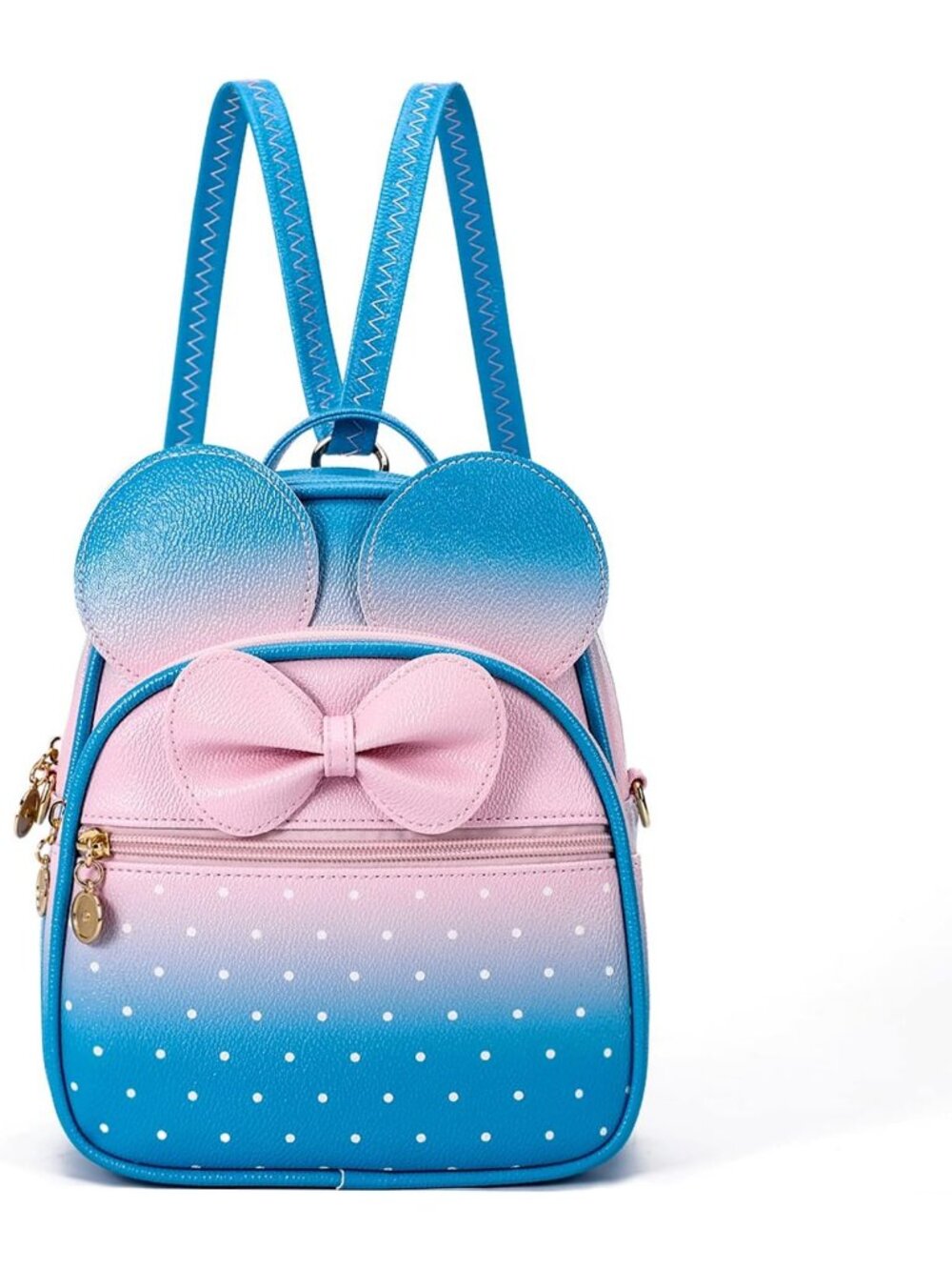 Women Girls Pink Blue Mini Backpack Cute Bowknot Convertible Shoulder Bag